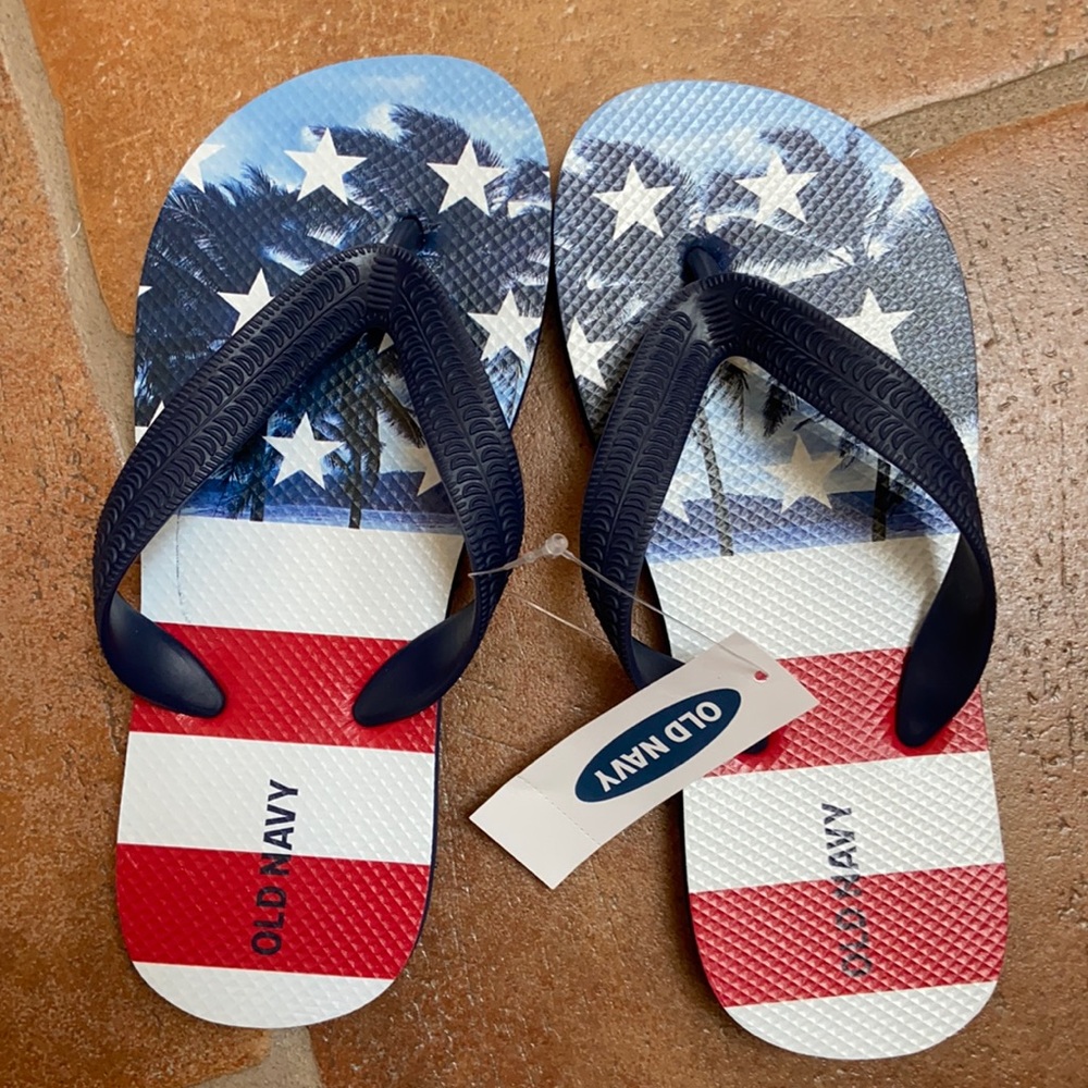 NWT Old Navy USA American Flag flip flops - Picture 1 of 4